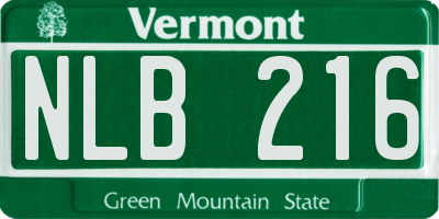VT license plate NLB216