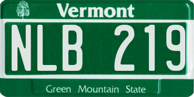 VT license plate NLB219