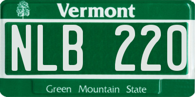 VT license plate NLB220