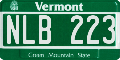 VT license plate NLB223