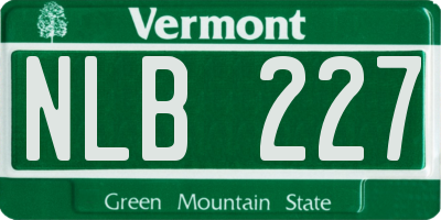VT license plate NLB227
