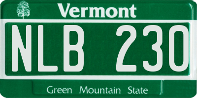 VT license plate NLB230