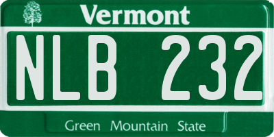 VT license plate NLB232