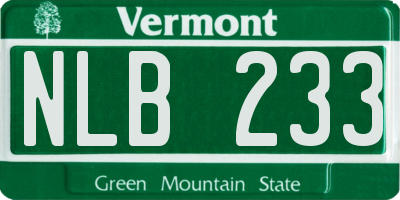 VT license plate NLB233