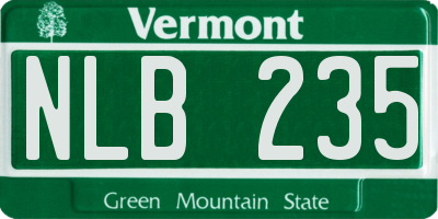 VT license plate NLB235