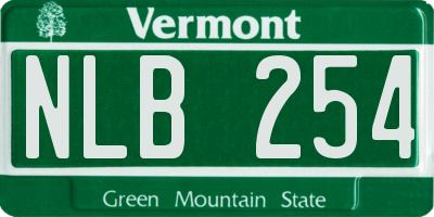 VT license plate NLB254