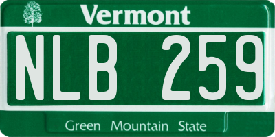 VT license plate NLB259
