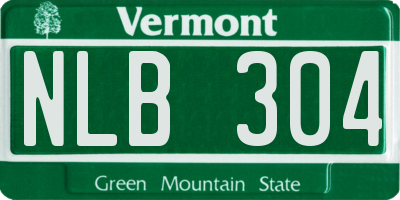 VT license plate NLB304