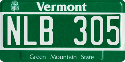 VT license plate NLB305