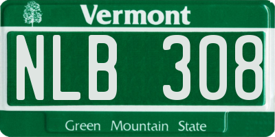 VT license plate NLB308