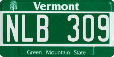 VT license plate NLB309