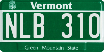 VT license plate NLB310