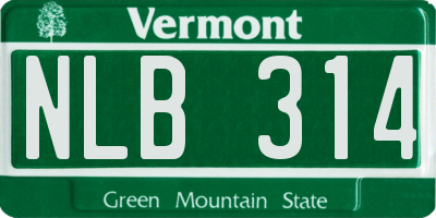 VT license plate NLB314
