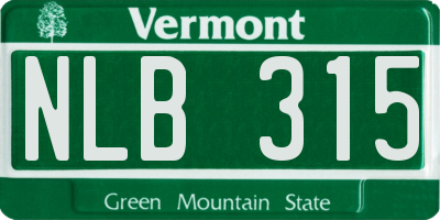 VT license plate NLB315