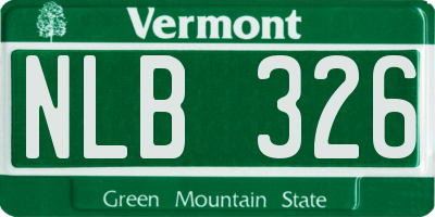 VT license plate NLB326