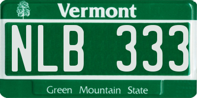 VT license plate NLB333