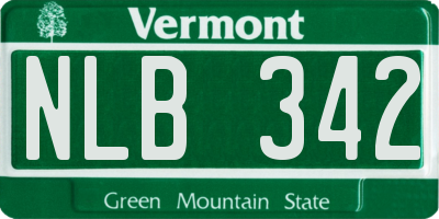 VT license plate NLB342