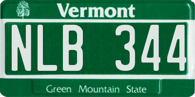 VT license plate NLB344