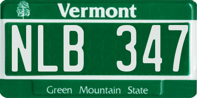 VT license plate NLB347