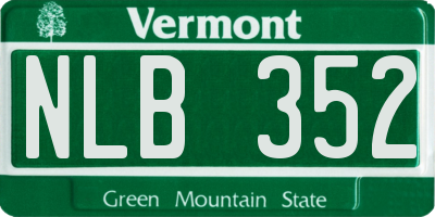 VT license plate NLB352