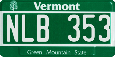 VT license plate NLB353