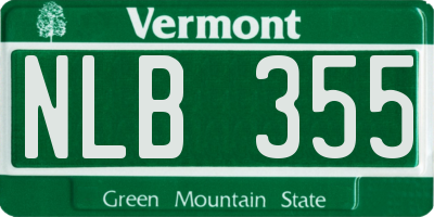 VT license plate NLB355