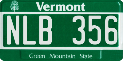 VT license plate NLB356