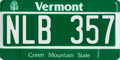 VT license plate NLB357