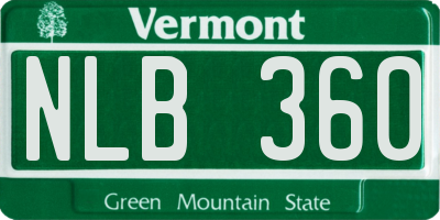 VT license plate NLB360