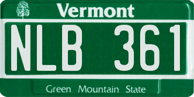 VT license plate NLB361