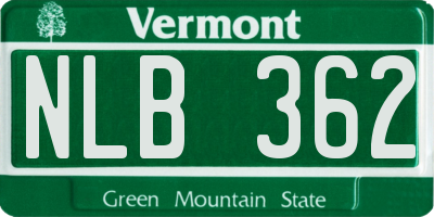 VT license plate NLB362