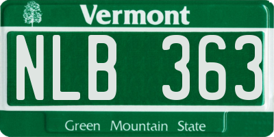 VT license plate NLB363