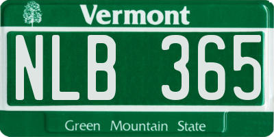 VT license plate NLB365