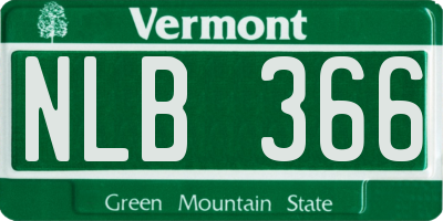 VT license plate NLB366