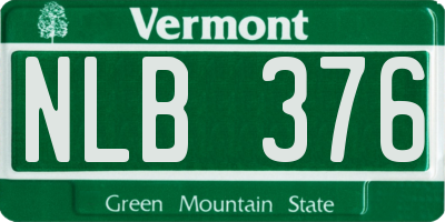 VT license plate NLB376