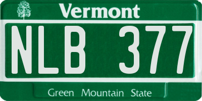 VT license plate NLB377