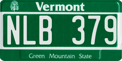 VT license plate NLB379