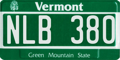 VT license plate NLB380