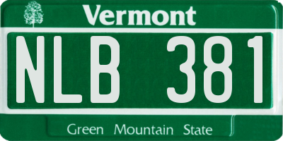 VT license plate NLB381