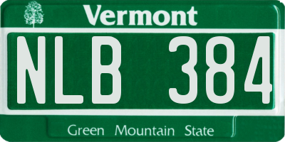 VT license plate NLB384