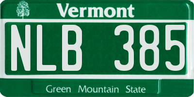 VT license plate NLB385