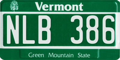 VT license plate NLB386