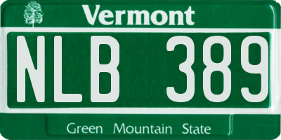 VT license plate NLB389