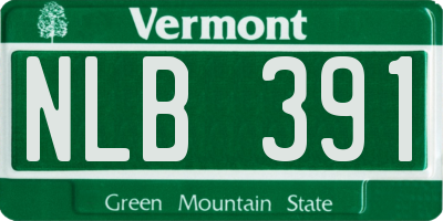 VT license plate NLB391