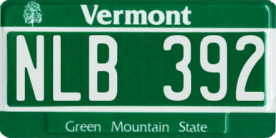 VT license plate NLB392