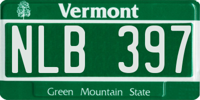 VT license plate NLB397