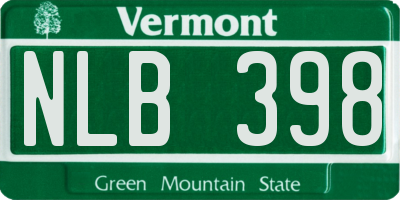 VT license plate NLB398