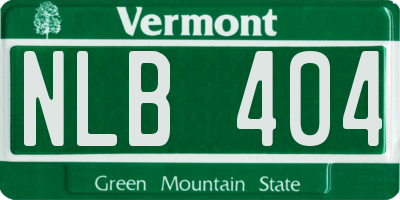 VT license plate NLB404