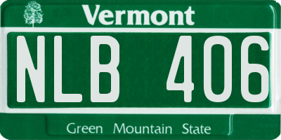 VT license plate NLB406