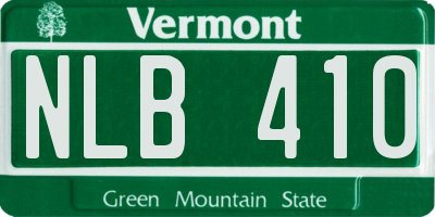 VT license plate NLB410